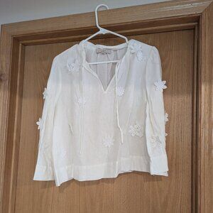 LOFT Crop Applique Blouse, XL